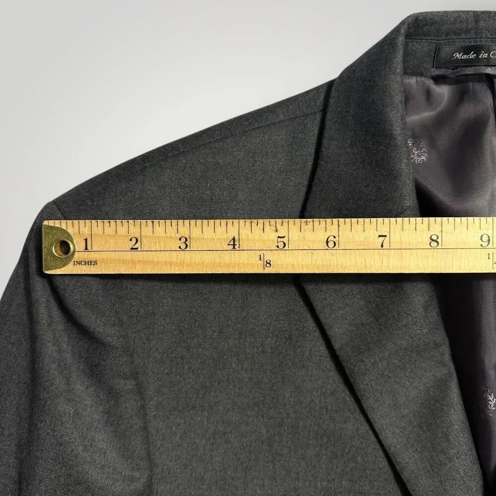 RALPH LAUREN Mens Blazer Sport Coat 2-Button Suit Jacket 44S Gray Fleece Wool